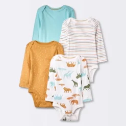 Baby 4pk Safari Animals Long Sleeve Bodysuit - Cloud Island™ -Cloud Island GUEST c9e61651 f9b0 4189 96ab faa1c05ab83b