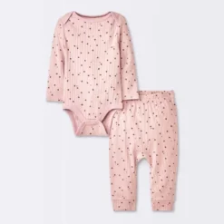 Baby Girls' 2pc Stars Wide Ribbed Long Sleeve Top & Pants Set - Cloud Island™ Pink -Cloud Island GUEST d4ac1b57 b7b8 4062 81a2 5331a0c1f87a