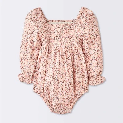 Baby Girls' Floral Smocked Romper - Cloud Island™ Pink 4 Baby Girls' Floral Smocked Romper - Cloud Island™ Pink - Image 4