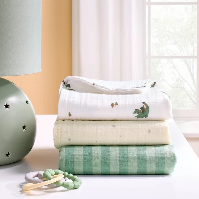 Muslin Swaddle Baby Blanket - Dragons - 3pk - Cloud Island™ 1 Muslin Swaddle Baby Blanket - Dragons - 3pk - Cloud Island™