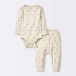 Baby 2pc Weiner Dogs Wide Ribbed Top & Bottom Set - Cloud Island™ Khaki -Cloud Island GUEST e54da578 907b 44c7 82ce ba08e0de41e3