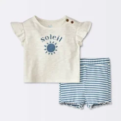 Baby Girls' Soliel Modal T-Shirt & Bike Shorts Set - Cloud Island™ Off-White -Cloud Island GUEST e7aca8fb 4750 488e 82bd 22553387c555