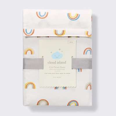 Cotton Fitted Crib Sheet - Rainbows - Cloud Island™ 3 Cotton Fitted Crib Sheet - Rainbows - Cloud Island™ - Image 3