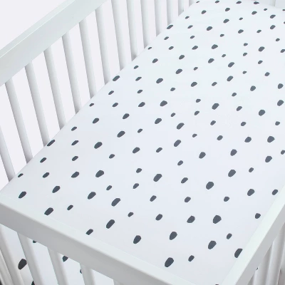 Dash Marks Crib Fitted Sheet - Cloud Island™ White/Gray 2 Dash Marks Crib Fitted Sheet - Cloud Island™ White/Gray - Image 2