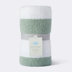 Chenille Stripe Baby Blanket - Green And White Stripe - Cloud Island™ -Cloud Island GUEST f1d770bd 8395 4c5f 908f 0abf2d889710