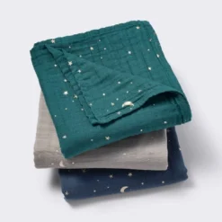 Muslin Swaddle Baby Blanket - Cool Metallic - 3pk - Cloud Island™ -Cloud Island GUEST f33cae79 c56c 4376 a91c dc5e8fc49bd5