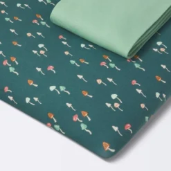 Fitted Jersey Play Yard Crib Sheet - Mushroom/Solid Green - 2pk - Cloud Island™ -Cloud Island GUEST f927e3bc 6cee 44cc ab82 f883a9fef15e