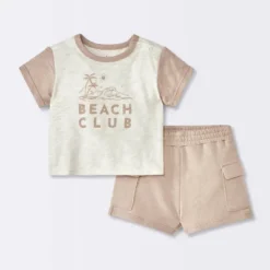 Baby Boys' Beach Club Cargo Top & Shorts Set - Cloud Island™ Cream -Cloud Island GUEST fbab5074 ec8e 498b 8255 759632c4f91f