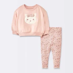 Baby Girls' 2pc Cat Applique Sweatshirt & Leggings Set - Cloud Island™ Pink -Cloud Island GUEST fd43fdf0 9e93 4813 ac20 f36750190814